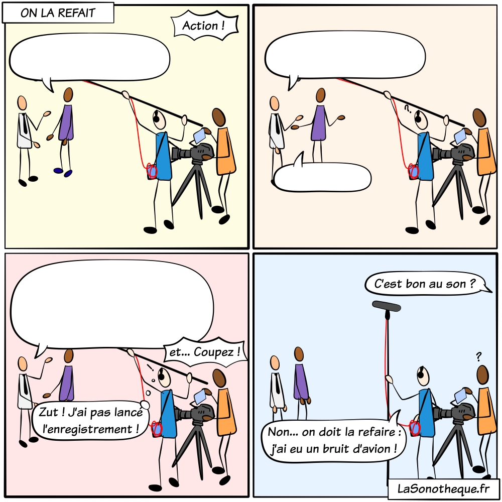 Erreur d'un preneur de son qui n'a pas lancé l'enregistrement et fait refaire la prise pour un avion
