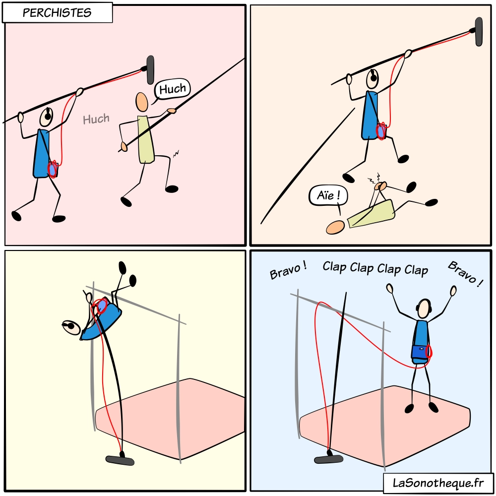 Confusion entre perchiste de prise de son et perchiste athlète sur un saut à la perche