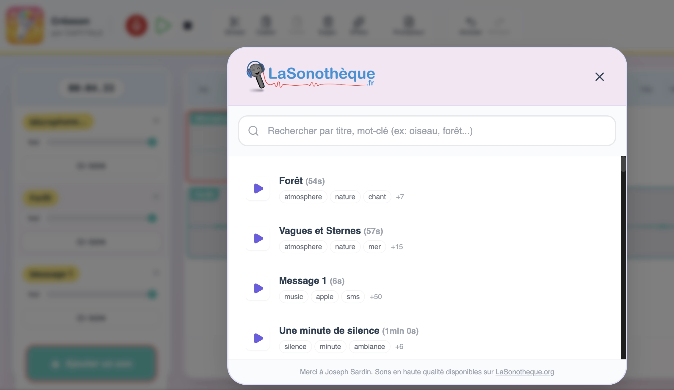 Un visuel de Créason avec les bruitages de LaSonotheque